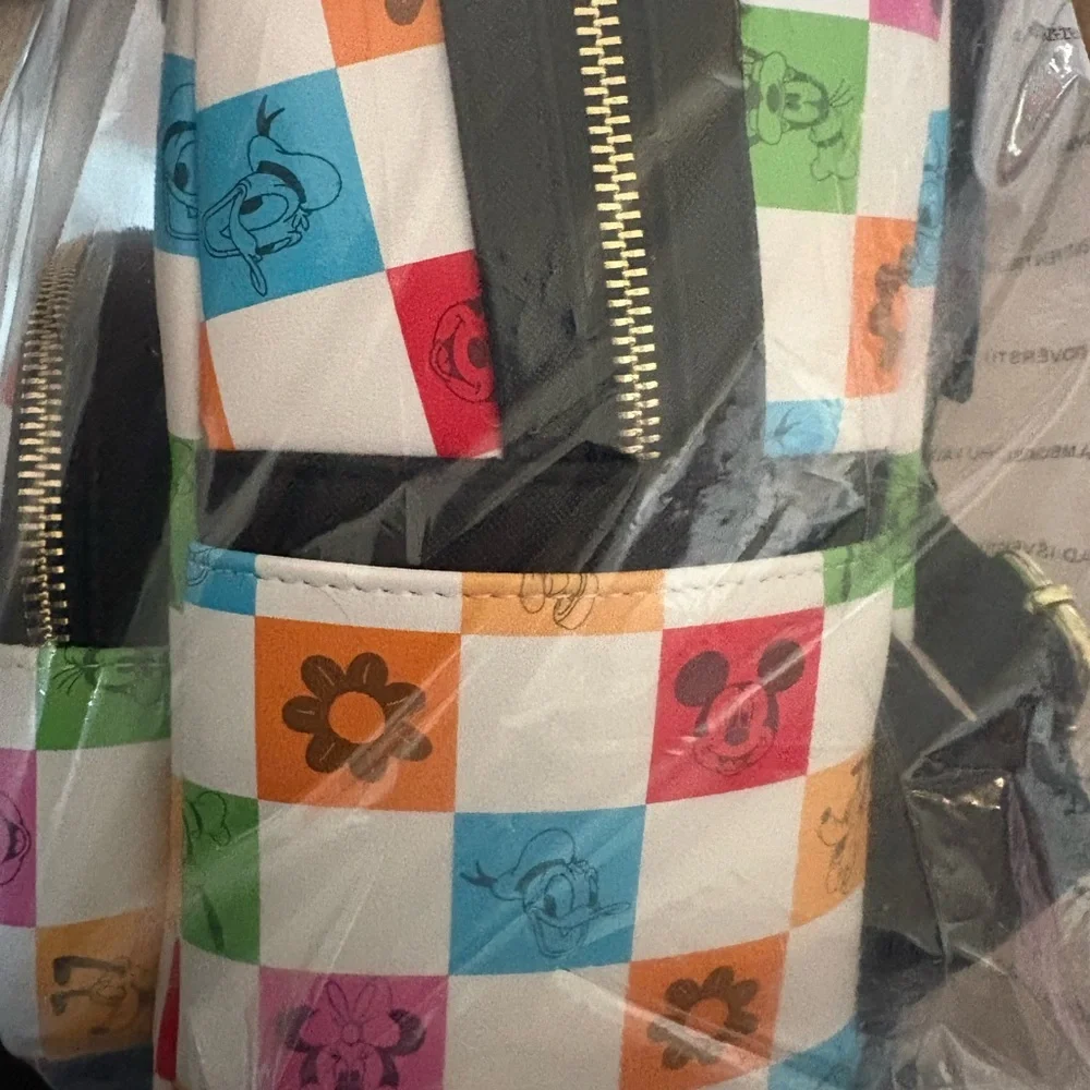 Loungefly Disney Colorful Checkered Backpack - Picture 2 of 5